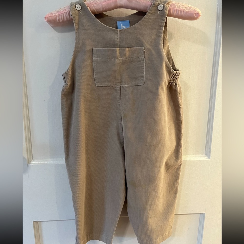 Bella bliss boys overall size 2 beige corduroy